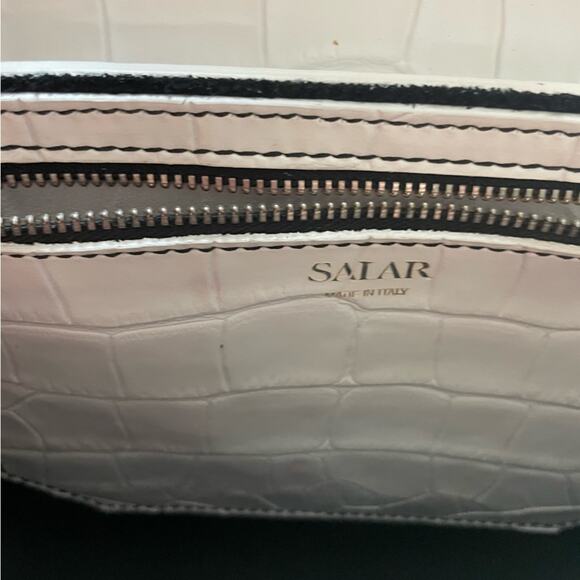 salar gigi white croc embossed leather crossbody shoulder bag purse handbag - Picture 5 of 8